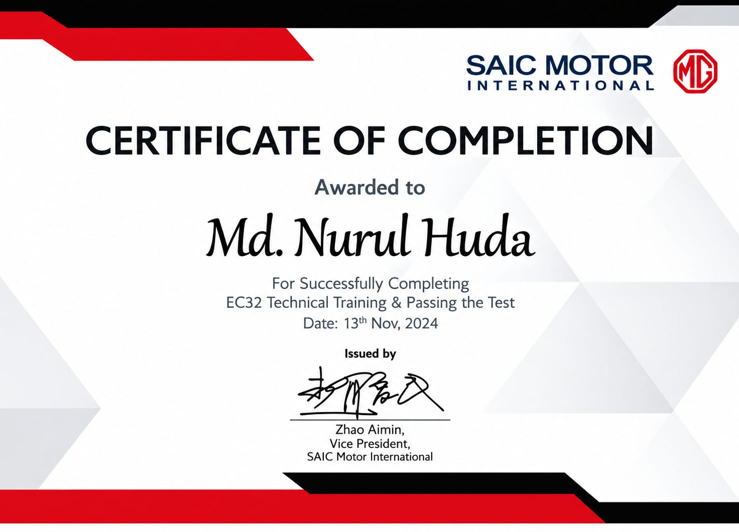 EV Technical Training on MG Cyberstar