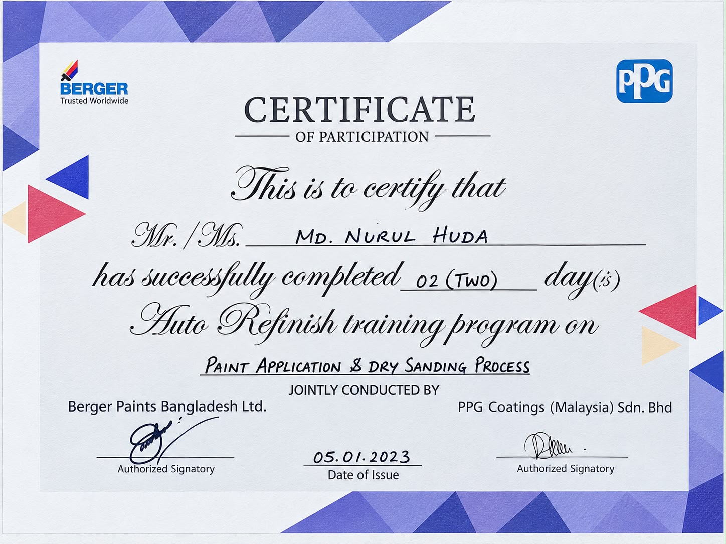 Paint Application & Dry Sanading Process Training